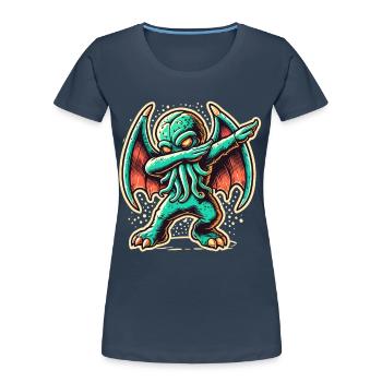 Dabbing drôle Cthulhu Dabbing Design - T-shirt bio Premium Femme - bleu marine - Devant - Mia (176cm)