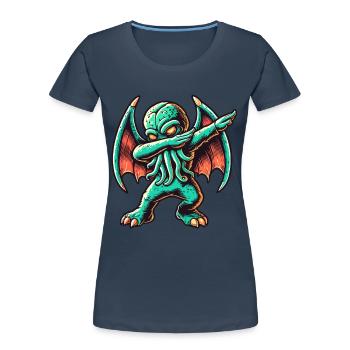 Funny Dabbing Cthulhu Dabbing Design - Women's Premium Organic T-Shirt - navy - Front - Mia (176cm)