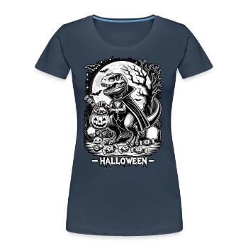 Drôle de vampire T-Rex aime les bonbons - T-shirt bio Premium Femme - bleu marine - Devant - Mia (176cm)