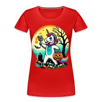 Funny Zombie Unicorn Loves Candy - Women's Premium Organic T-Shirt - navy - Front - Mia (176cm)