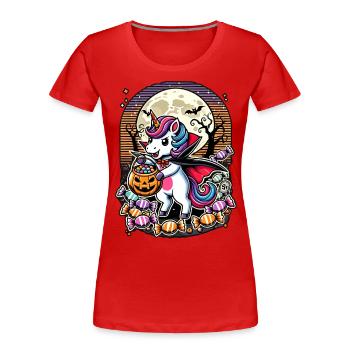 Funny Vampire Unicorn Loves Candy - Women's Premium Organic T-Shirt - navy - Front - Mia (176cm)