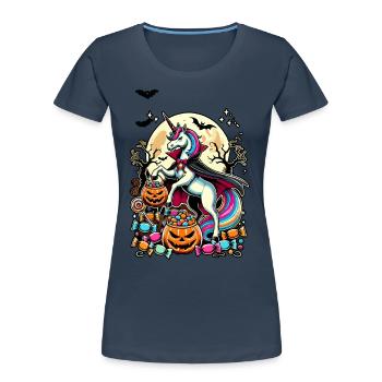Funny Vampire Unicorn Loves Candy - Women's Premium Organic T-Shirt - navy - Front - Mia (176cm)