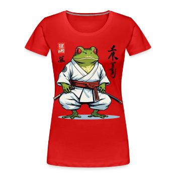 Samurai Frosch Vintage Ukiyo-e Stil Aesthetic - Frauen Premium Bio T-Shirt - Navy - Vorne - Mia (176cm)