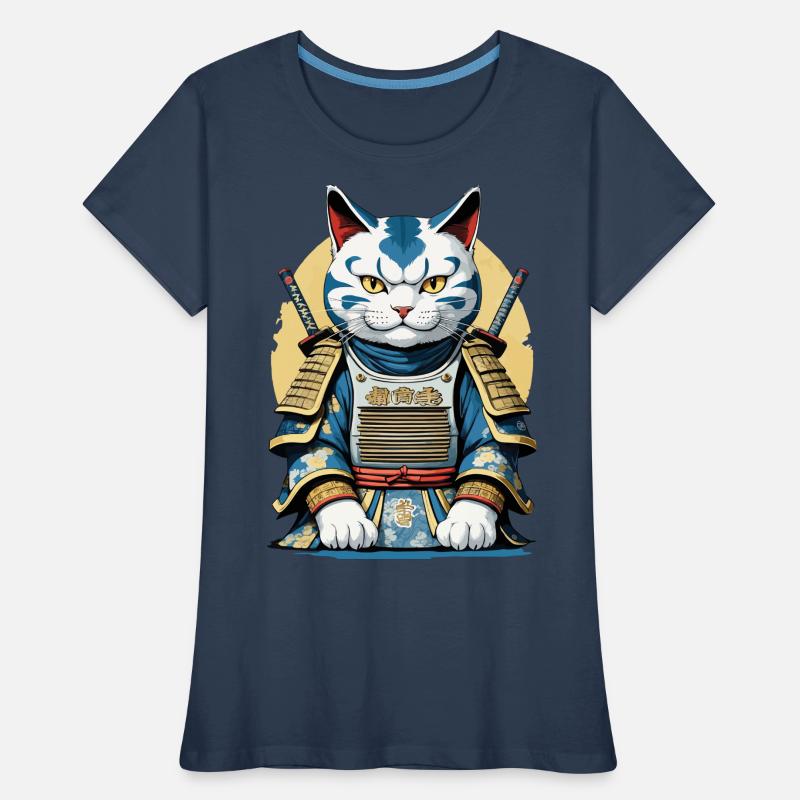 Samurai Katze Japanisches Samurai Kunstwerk Design Frauen Premium Bio T-Shirt