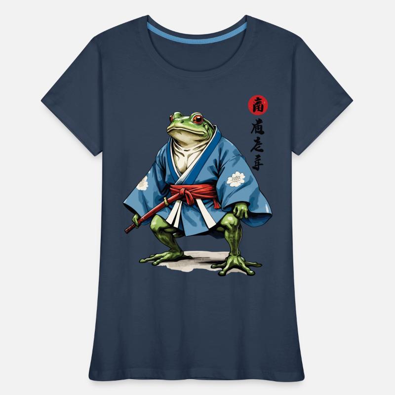 Samurai Frog Vintage Ukiyo-e Style Samurai Art Women's Premium Organic T-Shirt