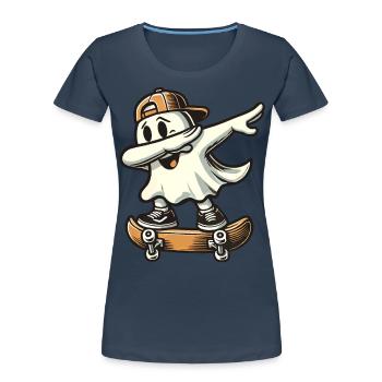 Skateboaring Dabbing Ghost Skateboard Dab - T-shirt bio Premium Femme - bleu marine - Devant - Mia (176cm)