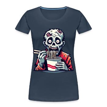 Zombie Ramen Noodles for Scary Movies Japanese - Women's Premium Organic T-Shirt - navy - Front - Mia (176cm)