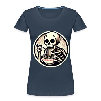 Skeleton Ramen Noodles for Scary Movies Japanese - Women's Premium Organic T-Shirt - navy - Front - Mia (176cm)