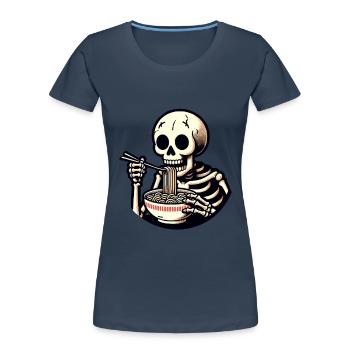 Skeleton Ramen Noodles for Horror Movies Japanese - Women's Premium Organic T-Shirt - navy - Front - Mia (176cm)