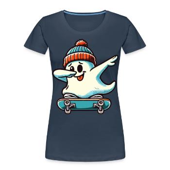 Skateboaring Dabbing Ghost Skateboard Dab - Women's Premium Organic T-Shirt - navy - Front - Mia (176cm)
