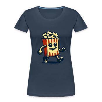 Scary popcorn for scary movies Halloween - Women's Premium Organic T-Shirt - navy - Front - Mia (176cm)