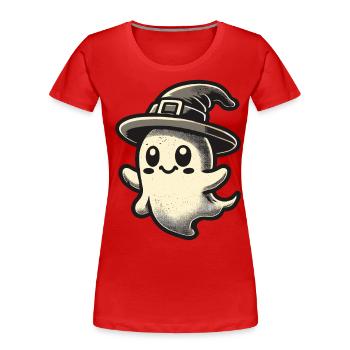 Drôle de sorcière fantôme Spooky Party - T-shirt bio Premium Femme - bleu marine - Devant - Mia (176cm)