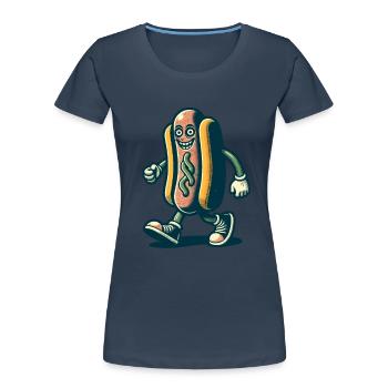 Creepy Hotdog Delicious Halloween Design - Women's Premium Organic T-Shirt - navy - Front - Mia (176cm)