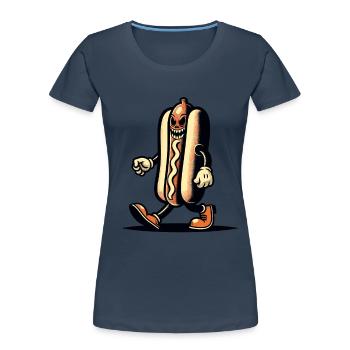 Creepy Hot Dog For Scary Movies Delicious Halloween - Women's Premium Organic T-Shirt - navy - Front - Mia (176cm)
