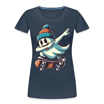 Skateboarding Dabbing Ghost Skateboard Dab - Women's Premium Organic T-Shirt - navy - Front - Mia (176cm)