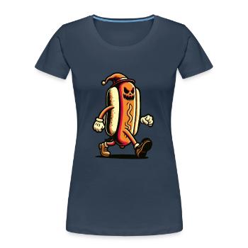Creepy Hot Dog For Scary Movies Delicious Halloween - Women's Premium Organic T-Shirt - navy - Front - Mia (176cm)