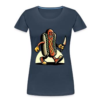 Psycho Hotdog for scary movies Delicious Halloween - Women's Premium Organic T-Shirt - navy - Front - Mia (176cm)