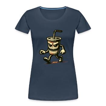 Scary drinking cup Drinks for scary movies - Women's Premium Organic T-Shirt - navy - Front - Mia (176cm)