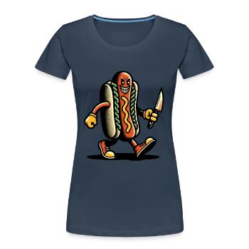 Psycho Hotdog Delicious Halloween Design pour - T-shirt bio Premium Femme - bleu marine - Devant - Mia (176cm)