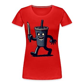 Unheimlicher Psycho Trinkbecher Getränke - Frauen Premium Bio T-Shirt - Navy - Vorne - Mia (176cm)