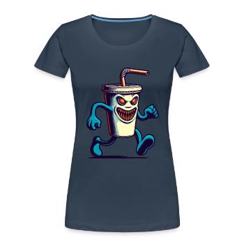 Scary Monster Drinking Cup Drinks - Women's Premium Organic T-Shirt - navy - Front - Mia (176cm)