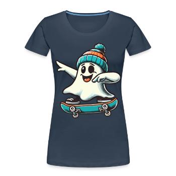 Skateboaring Dabbing Ghost Skateboard Dab - Women's Premium Organic T-Shirt - navy - Front - Mia (176cm)