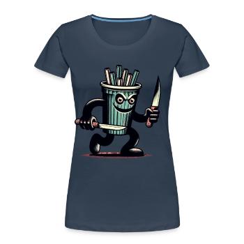 Scary Psycho Drinking Cup Drinks - Women's Premium Organic T-Shirt - navy - Front - Mia (176cm)