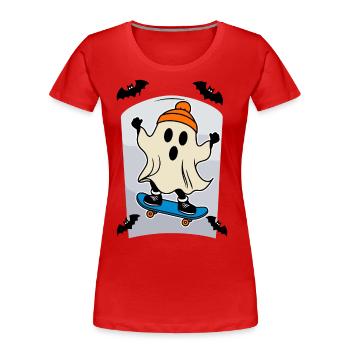Skateboarding Ghost Funny Halloween Design - Women's Premium Organic T-Shirt - navy - Front - Mia (176cm)