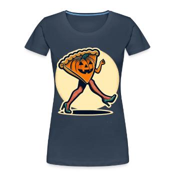 Lustiger Kürbiskuchen Ghoul Leckeres Halloween - Frauen Premium Bio T-Shirt - Navy - Vorne - Mia (176cm)