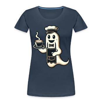 Kaffeeliebhaber Barista Geist Lustiger Kaffee - Frauen Premium Bio T-Shirt - Navy - Vorne - Mia (176cm)