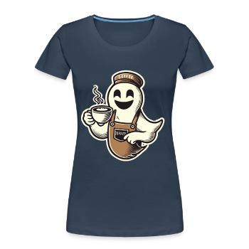 Kaffeeliebhaber Barista Geist Lustiger Kaffee - Frauen Premium Bio T-Shirt - Navy - Vorne - Mia (176cm)