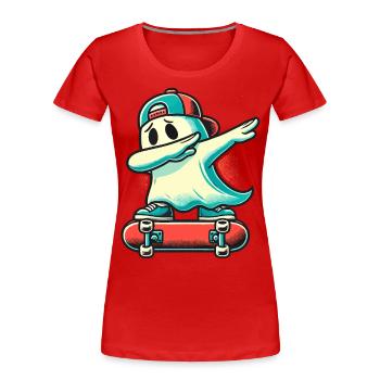 Skateboaring Dabbing Ghost Funny Halloween - Women's Premium Organic T-Shirt - navy - Front - Mia (176cm)