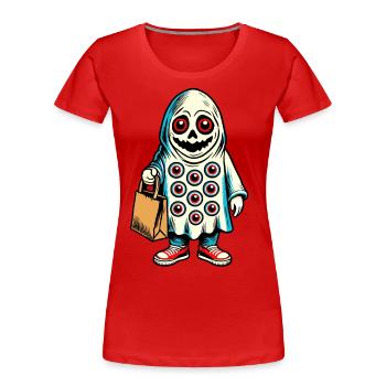 Gespenstische Party Trick Or Treat Streetwear - Frauen Premium Bio T-Shirt -  - Vorne - Mia (176cm)
