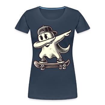 Skateboaring Dabbing Ghost Skateboard Dab - T-shirt bio Premium Femme - bleu marine - Devant - Mia (176cm)