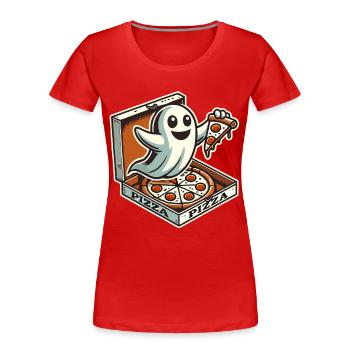 Pizza Delivery Ghost Funny Halloween Pizza - Women's Premium Organic T-Shirt - navy - Front - Mia (176cm)