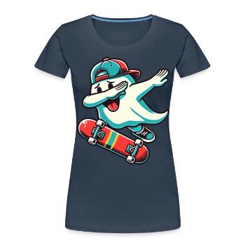 Skateboaring Dabbing Ghost Skateboard Dab - T-shirt bio Premium Femme - bleu marine - Devant - Mia (176cm)
