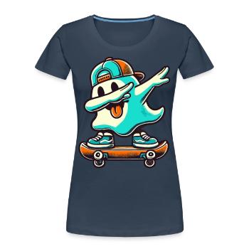 Skateboaring Dabbing Ghost Skateboard Dab - T-shirt bio Premium Femme - bleu marine - Devant - Mia (176cm)