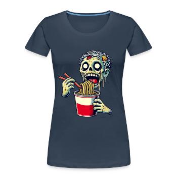 Zombie Ramen Nudeln Japanisches Essen - Frauen Premium Bio T-Shirt - Navy - Vorne - Mia (176cm)