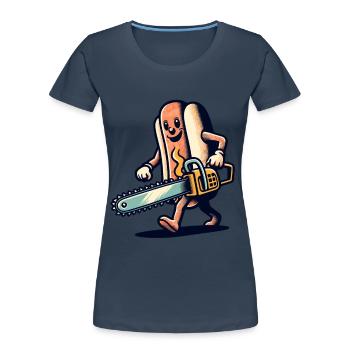 Psycho Hotdog Délicieux Design d’Halloween - T-shirt bio Premium Femme - bleu marine - Devant - Mia (176cm)