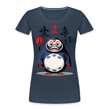 Japanese Daruma Aesthetic Yokai Vintage Design - Women's Premium Organic T-Shirt - navy - Front - Mia (176cm)
