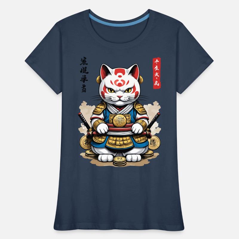 Samurai Katze in Ästhetischem Japan Style Frauen Premium Bio T-Shirt