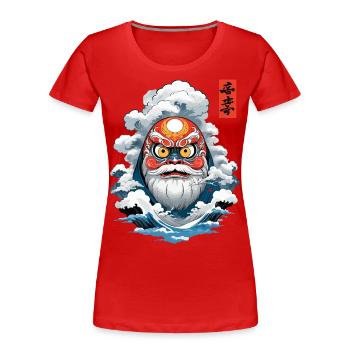 Japanese Daruma Aesthetic Vintage Yokai - Women's Premium Organic T-Shirt - navy - Front - Mia (176cm)