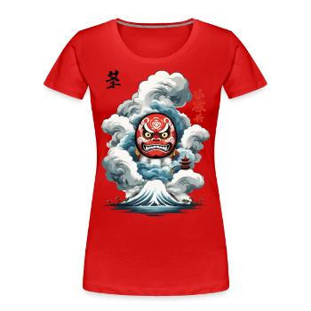 Japanese Daruma Aesthetic Yokai Design - Women's Premium Organic T-Shirt - navy - Front - Mia (176cm)
