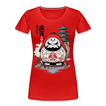 Japanese Daruma Aesthetic Yokai Vintage - Women's Premium Organic T-Shirt - navy - Front - Mia (176cm)