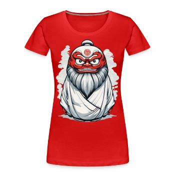 Japanischer Daruma Ästhetik Yokai Vintage - Frauen Premium Bio T-Shirt - Navy - Vorne - Mia (176cm)