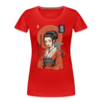 Kunoichi Ninja Geisha Samurai Kunst Anime Stil - Frauen Premium Bio T-Shirt - Navy - Vorne - Mia (176cm)