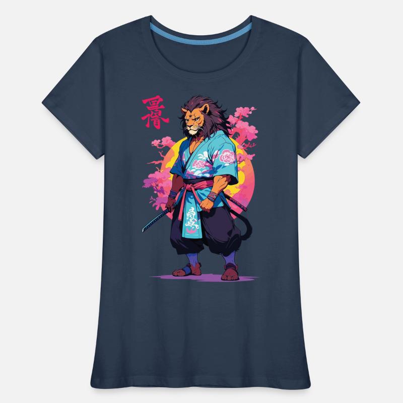 Conception esthétique Samurai Cat Vaporwave T-shirt bio Premium Femme