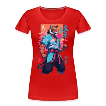 Tiger Yokai Vaporwave Aesthetic Samurai Art - Women's Premium Organic T-Shirt - navy - Front - Mia (176cm)