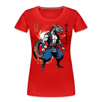 Dragon Samurai Vintage Ukiyo-e Style Artwork - Women's Premium Organic T-Shirt - navy - Front - Mia (176cm)