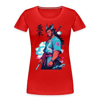 Samouraï Oni Yokai Esthétique Style Vaporwave - T-shirt bio Premium Femme - bleu marine - Devant - Mia (176cm)